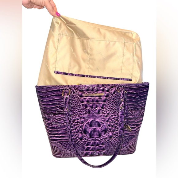 Brahmin Medium Asher Tote Amethyst Purple Melbourne Croc Embossed Leather NWOT - Picture 10 of 15